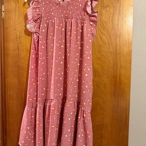 Pink Ruffled Womens Dress